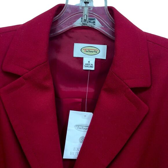 NEW Talbots Red Wool Blazer Jacket Womens Size 4 Lined Italian Stretch Fabric - Picture 3 of 6